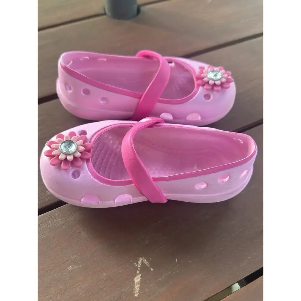 Crocs Kids Girls Keeley Springtime Embellished Mary Jane Flats Shoes Pink C6